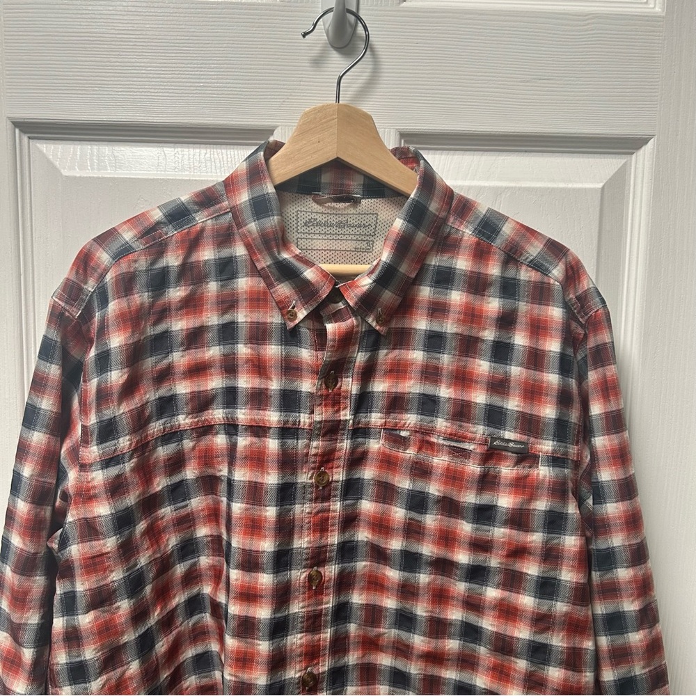 Eddie Bauer Men’s Long Sleeve Button Down Plaid Shirt, Large Tall